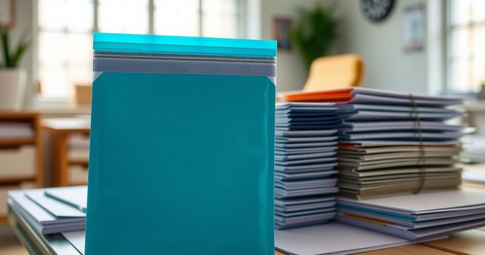 Envelope plástico de segurança adesivo para proteção e organização